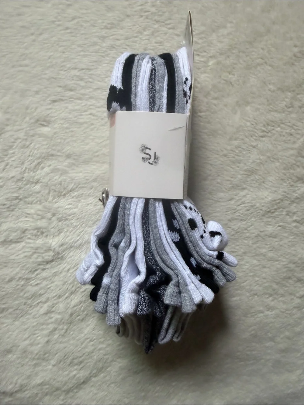 Sincerely Jules White & Gray Athletic No-Show Socks with Charms (10 Pairs)